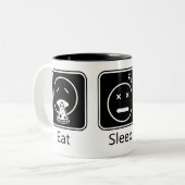 Essen, schlafen, Spiel Zweifarbige Tasse (Vorderseite Links)