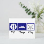 Essen, schlafen, spielen - Feldhockey Postkarte (Stehend Vorderseite)