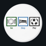 Essen schlafen spielen Fußball Magnet<br><div class="desc">Holen Sie sich dieses Geschenk für jemanden,  der vom Fußball besessen ist.</div>