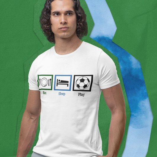 Essen schlafen spielen Fußball T-Shirt