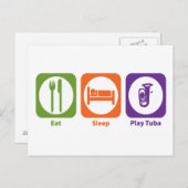 Essen Schlafen spielen Tuba Postkarte (Vorne/Hinten)