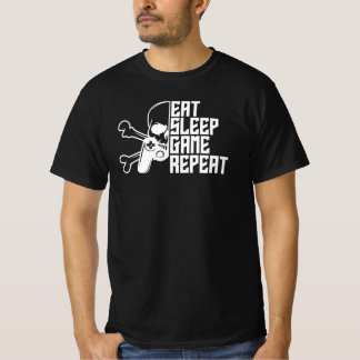 Essen Schlafen Spielen Wiederholen Lustiger Gamer- T-Shirt