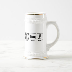 essen schlafen stil bierglas
