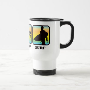 Essen Schlafen Surfen Retro Surfer Silhouette Reisebecher