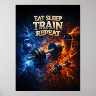 Essen Schlafen Trainieren Flamme Poster