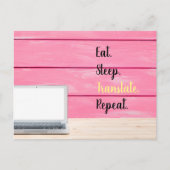 Essen, schlafen, übersetzen, Postkarte wiederholen (Vorderseite)
