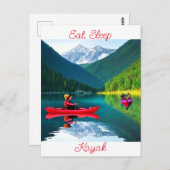 Essen, schlafen und Kajak | BEHALTEND TOUCH Postkarte (Vorne/Hinten)