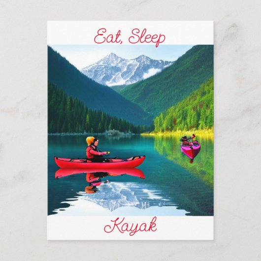 Essen, schlafen und Kajak | BEHALTEND TOUCH Postkarte (Vorderseite)