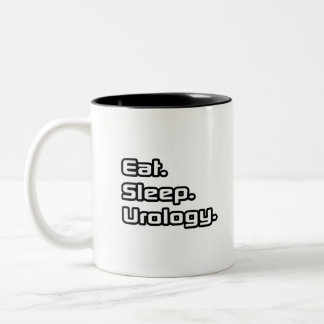 Essen. Schlafen. Urologie. Zweifarbige Tasse