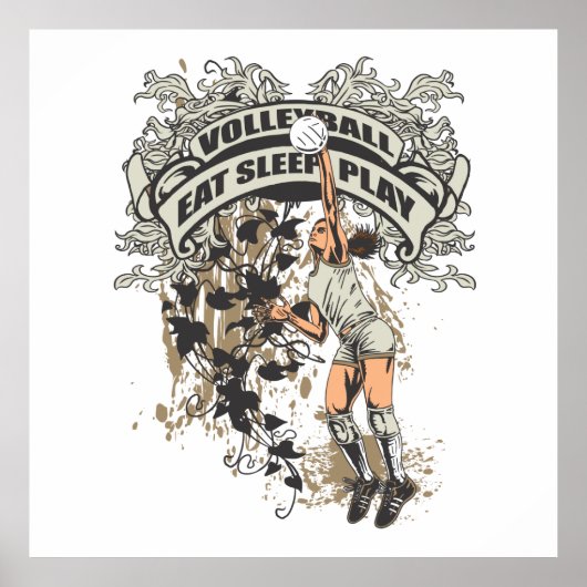 Essen, schlafen, Volleyball spielen Poster (Vorne)