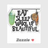 Essen, schlafen, Weck hinauf, schöne Monarchschmet Aufkleber (Blatt)