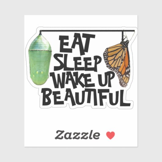 Essen, schlafen, Weck hinauf, schöne Monarchschmet Aufkleber (Blatt)