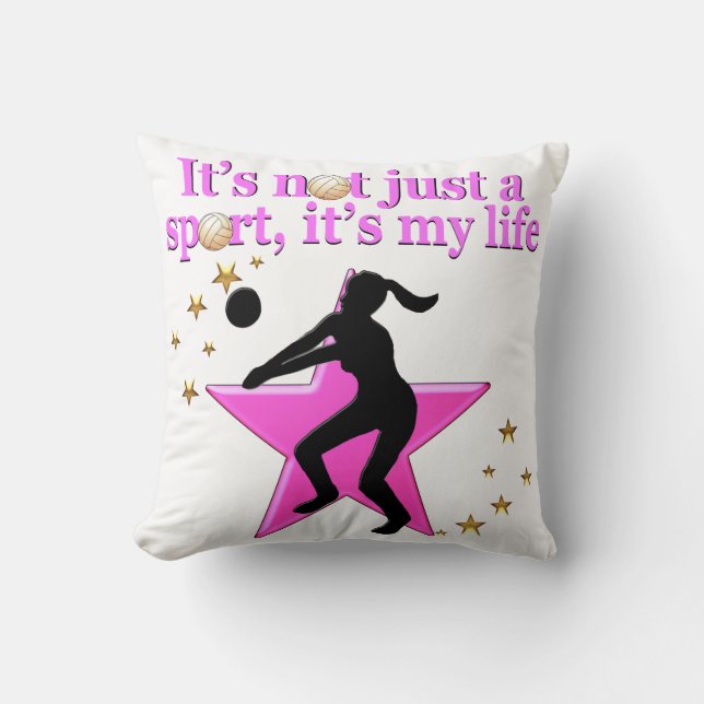 ESSEN, SCHLAFEN, ZUG, PINK VOLLEYBALL STAR DESIGN KISSEN (Vorderseite)
