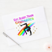 ESSEN, SCHLAFEN, ZUGSZÜGE GYMNASTIK-STICKER QUADRATISCHER AUFKLEBER (Umschlag)