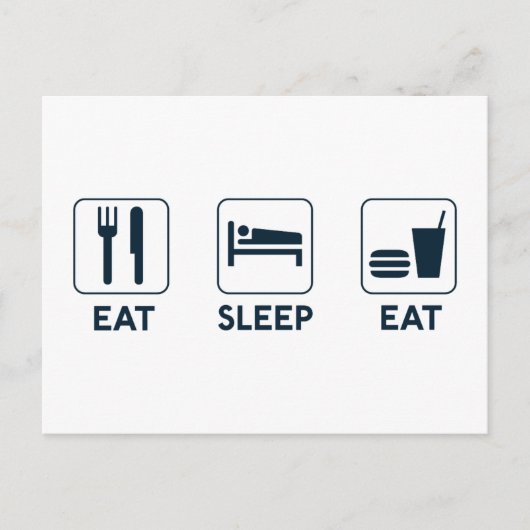 Essen schlafend essen postkarte (Vorderseite)