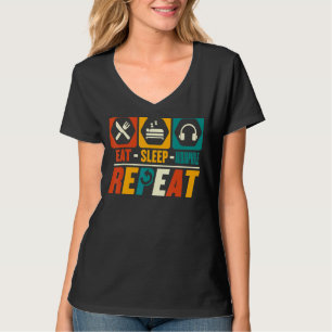 Essen schlafende Audiophile Wiederholung Musik T-Shirt