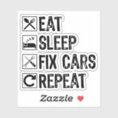 Essen schlafende Fix Autos Wiederholung Mechanisch Aufkleber (Blatt)