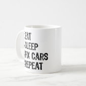 Essen schlafende Fix Autos Wiederholung Mechanisch Kaffeetasse (Vorderseite Links)