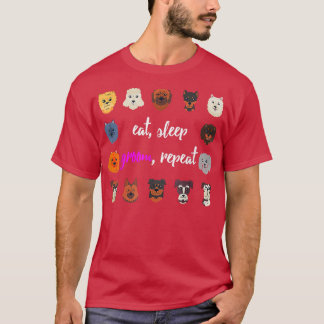 Essen schlafende Groom Wiederholung Hunde Grooming T-Shirt