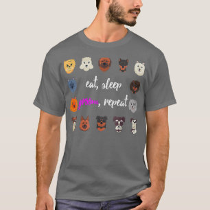 Essen schlafende Groom Wiederholung Hunde Grooming T-Shirt