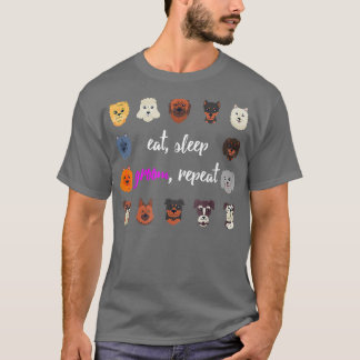 Essen schlafende Groom Wiederholung Hunde Grooming T-Shirt