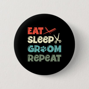 Essen schlafende Groom Wiederholung Pelz Künstler Button