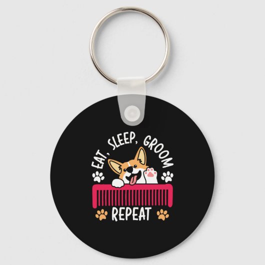 Essen schlafende Groom Wiederholung Pet Grooming H Schlüsselanhänger (Vorderseite)