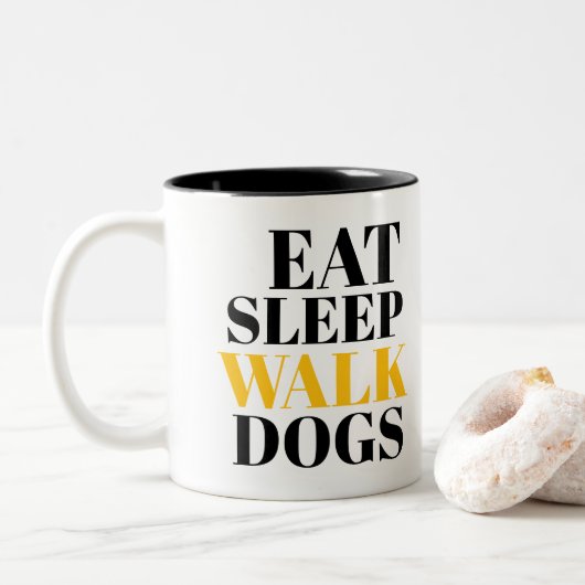 Essen schlafende Hunde Zweifarbige Tasse (Mit Donut)