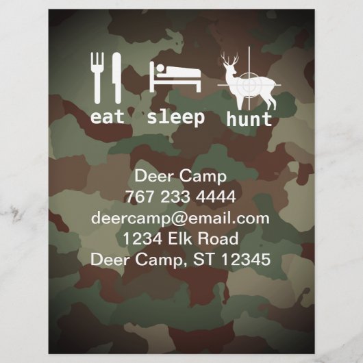 Essen Schlafenjagd Jagd Camouflage Einladungen Briefbogen (Vorderseite)