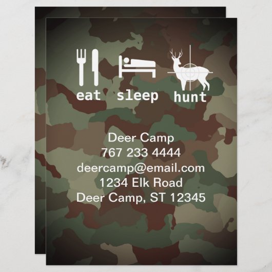 Essen Schlafenjagd Jagd Camouflage Einladungen Briefbogen (Vorne/Hinten)