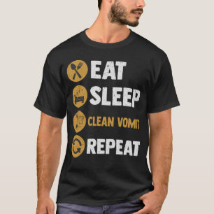 Essen Schlafsauberes Erbrechen Wiederholung Outfit T-Shirt