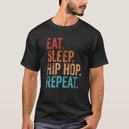 Essen Schlafschläfchen Hip Hop Wiederholen Funny V T-Shirt (Vorderseite)
