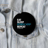 Essen Schlafstapel Funny XRP Crypto Zitat Meme Button (Beispiel)