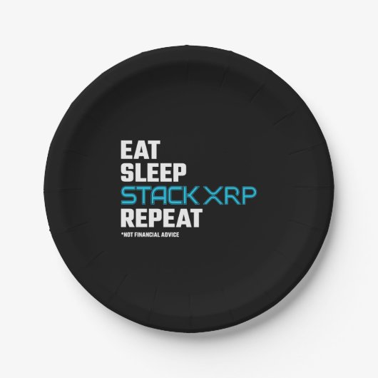 Essen Schlafstapel Funny XRP Crypto Zitat Meme Pappteller (Vorderseite)