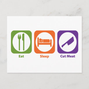 Essen Schlafstopfen Fleisch Postkarte