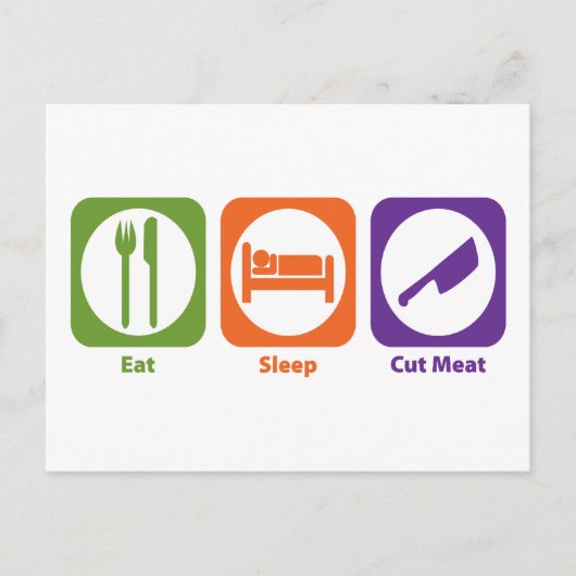 Essen Schlafstopfen Fleisch Postkarte (Vorderseite)