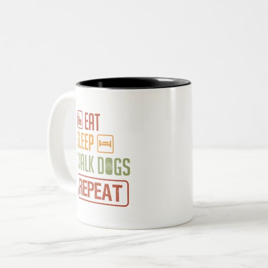 Essen schlafwandelnde Hunde wiederholen lustigen K Zweifarbige Tasse (Vorderseite Links)