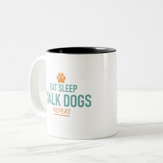 Essen Schlafwandhunde wiederholen Funny Puppy Lieb Zweifarbige Tasse (Vorderseite Links)