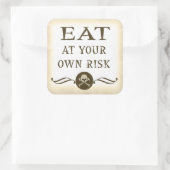 Essen Sie auf eigene Gefahr Halloween-Warnschilder Quadratischer Aufkleber (Tasche)