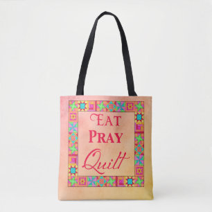 Essen Sie beten Steppdecken-buntes Tasche