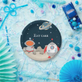 Essen Sie Cake Astronaut und Raketenschiff Space Pappteller (Party)
