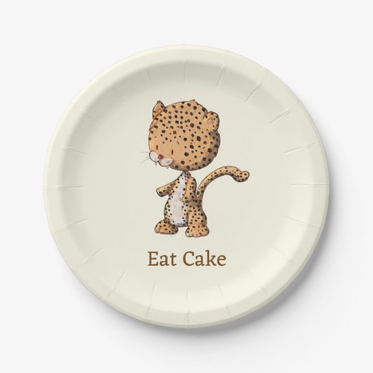 Essen Sie Cake Baby Leopard Safari Party Paper Tel Pappteller (Vorderseite)