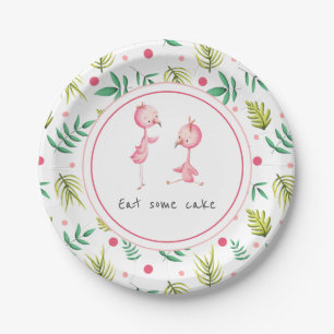 Essen Sie Cake Tropical Floral Flamingo Party Pappteller