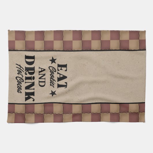 Essen Sie Cookies und trinken Sie warmen Kakao - p Geschirrtuch (Horizontal)