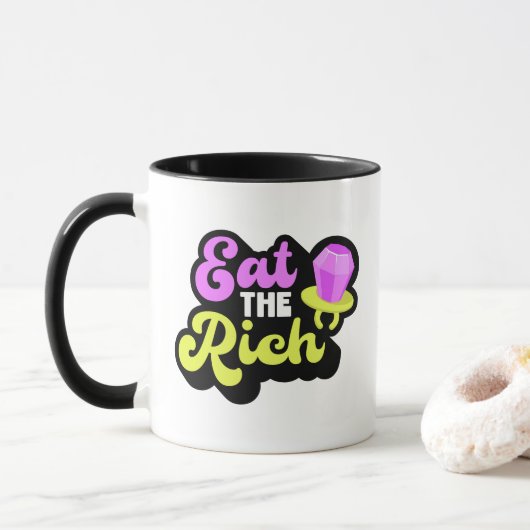 Essen Sie den reichen 90er Jahre Diamantenring-Pop Tasse (Mit Donut)