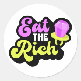 Essen Sie den reichen 90er Jahre Diamond Ring Pop  Runder Aufkleber