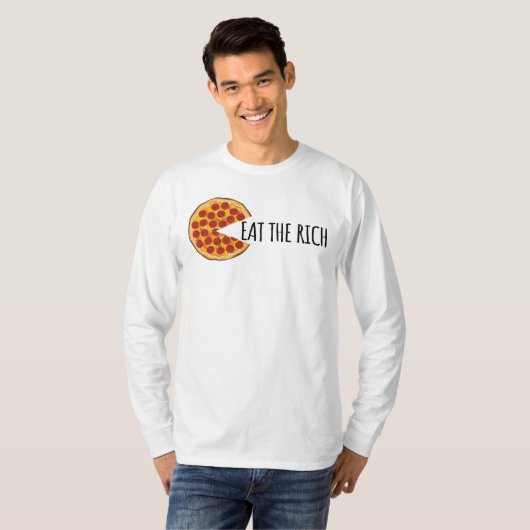 Essen Sie den Reichen - Funny Socialist Pizza T -  T-Shirt (Vorne ganz)