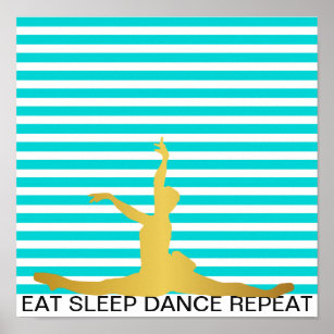 Essen Sie den Schlaf-Tanz Wiederholung Mint Stripe Poster