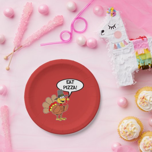 Essen Sie die Pizza-Türkei-Pilger-Hut-Erntedank Pappteller (Party)