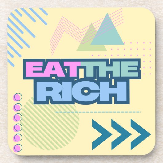 Essen Sie die reichen 90er Jahre Vibe-Untersetzer Getränkeuntersetzer (Vorderseite)